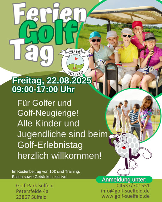Ferien Golf Tag - Flyer Vorderseite